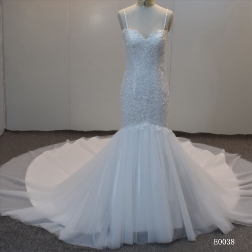 GuangZhou Factory Made Bridal Gown Mermaid Bridal Gown with Big Train