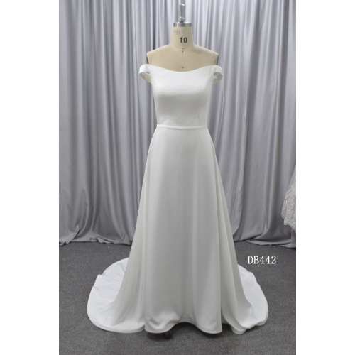 Simple soft satin A line bridal gown whole sale price wedding dress