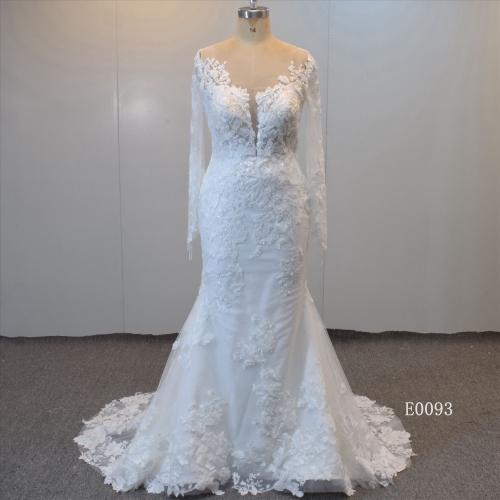 Long Sleeves Wedding Dress With Detachable Train Bridal Gown for Women