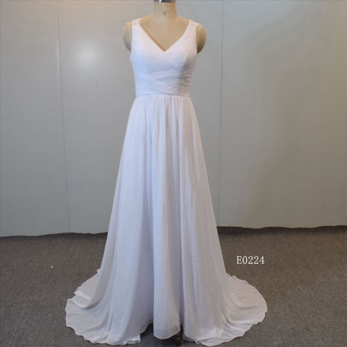 Guangzhou Factory A Line Wedding Dress Lace Chiffon Bridal Dress Wedding Dress