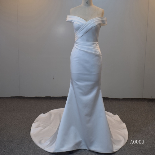 Off Shoulder Wedding Dress Satin Mermaid Bridal Gown For Wholesale