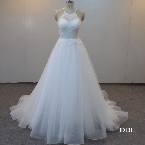 Beading Neckline Backless Wedding Gown   A Line Bridal Gown Wholesale Dresses
