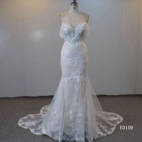 Off Shoulder Mermaid Wedding Dress Shining Bridal Gown For Women