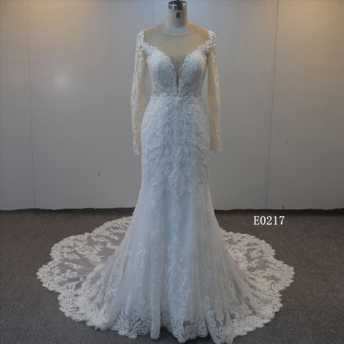 Long Sleeves Bridal Gown Mermaid Wedding Dress For Women