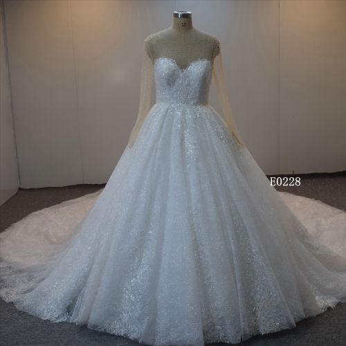 Long Sleeves Organza Bridal Gown Ball Gown Wedding Dress For Women