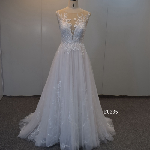 2021 Custom Sleeveless Tulle Bridal Dress For Women