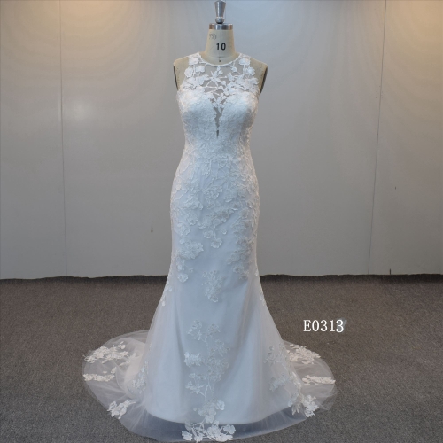 New Fashion Mermaid Wedding Dress O-Neckline Bridal Gown