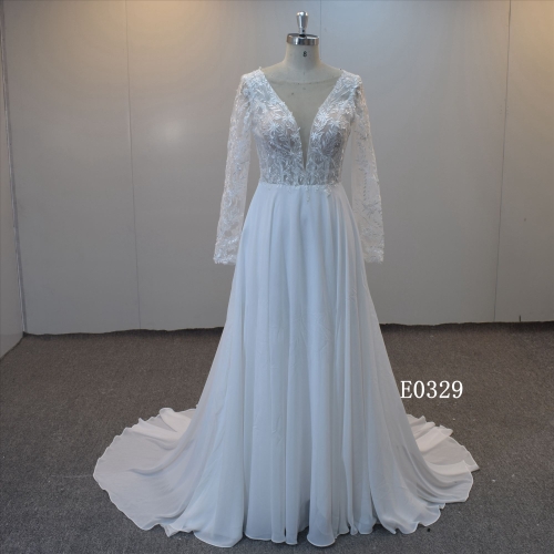 Soft Satin Bridal Dress Fabrics Hollow Out Back Bridal Dress