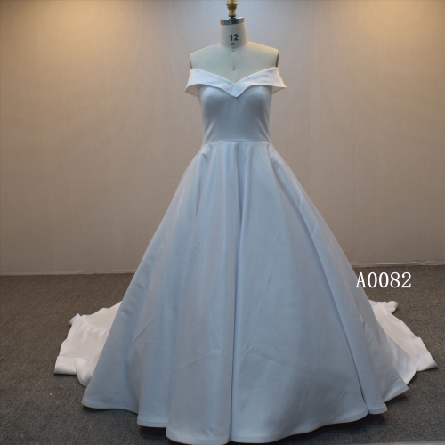 Customizable Lapel Ball Gown Wedding Gown