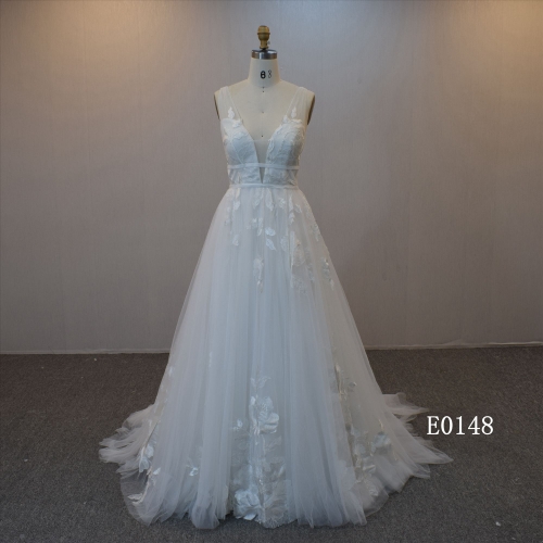 Deep V  A Line Bridal Dress Sexy Wedding Dress For Women Wedding