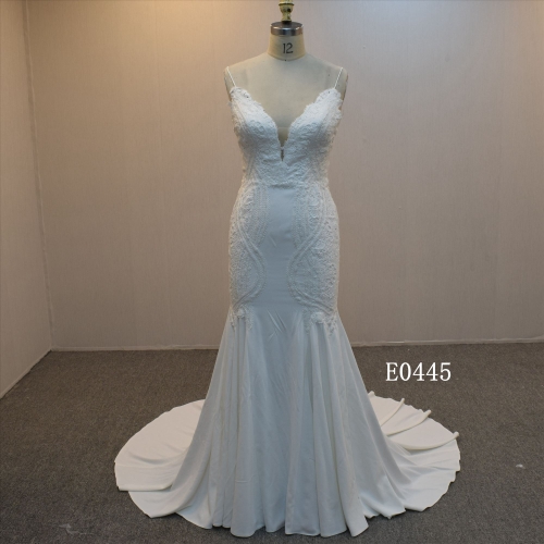 Wholesale Mermaid Dress In China Spaghetti Straps Bridal Dress Crepe Wedding Gown