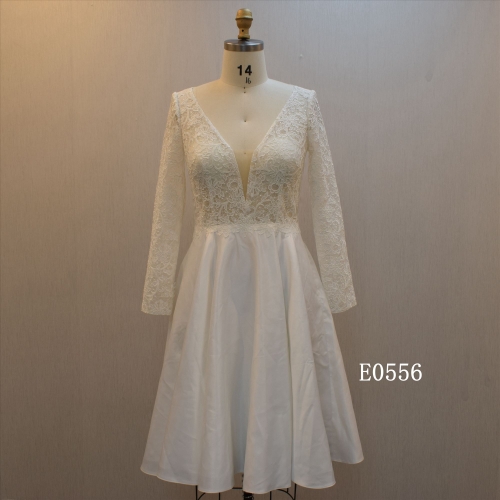 A Line Evening Dress Long Sleeves Wedding Dress Bridal Dress With Lace Applique