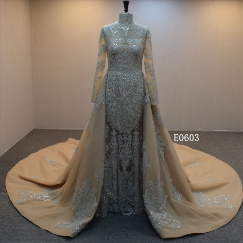 Luxury Beaded Palace Style Wedding Dress With Detachable Train