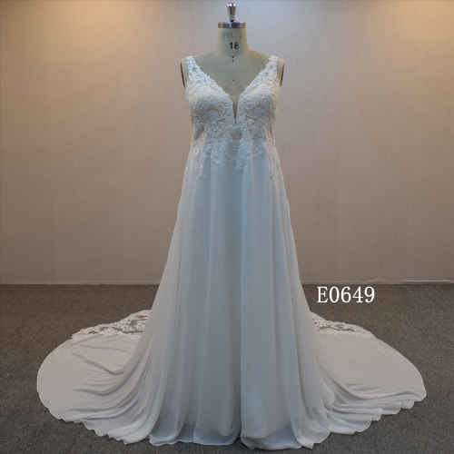 Chiffon Plus size  A Line Bridal Dress  For Women Wedding