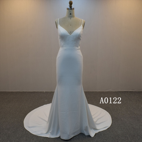 New Arrival Wedding Dress Lace Up back  Simple Mermaid  wedding gown