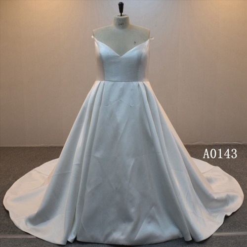 2022  Satin Sleeves V neckline  Mermaid Dress  Wedding Dress For Women