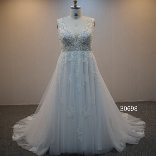 Reasonable Price A Line Beaded Wedding Dress