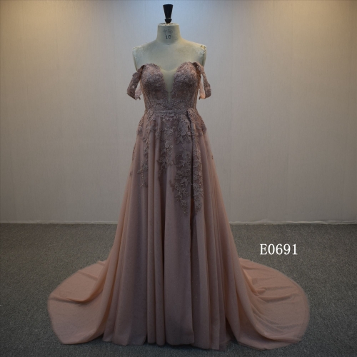 Skin Color Illusion A Line Evening Dress