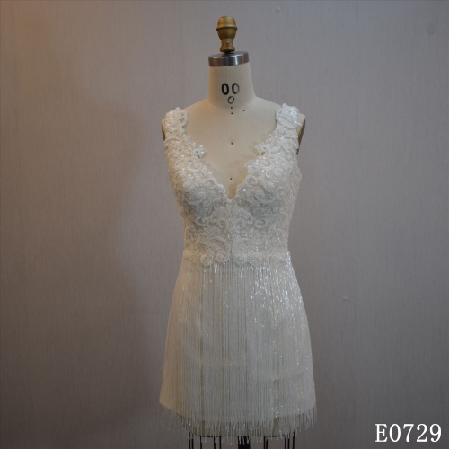 Short Skirt Sleeveless A Line Bridal Dress