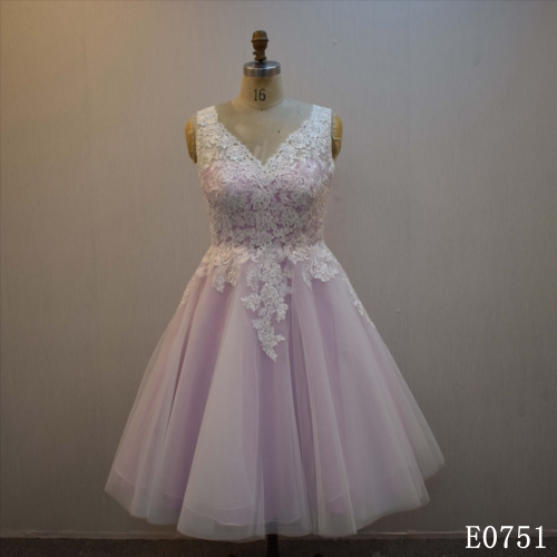 Short Skirt Illusion A Line Bridal Dress