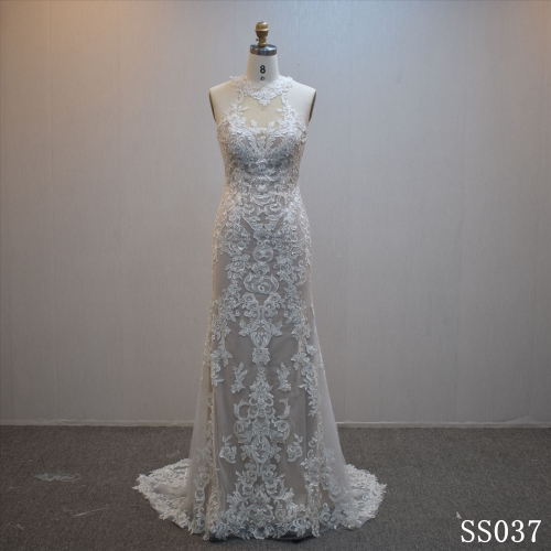 New Design Halter Strap Bridal Dress
