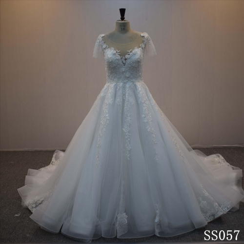 Latest Dress Short Sleeve Bridal Dress
