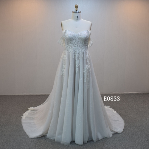 A-line bridal dress guangzhou factory made elegant Lace bridal dress