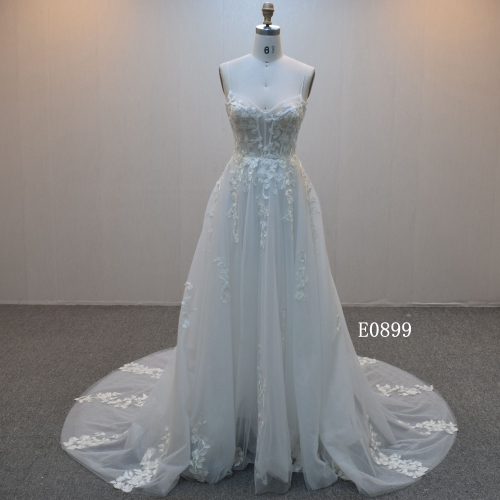 A-line bridal dress guangzhou factory made elegant Lace bridal dress