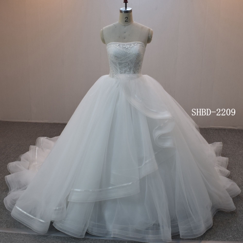 New design  Ball Gow bridal dress guangzhou factory made elegant Lace bridal dress
