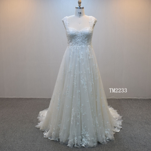 New design  A-line bridal dress guangzhou factory made elegant Lace bridal dress