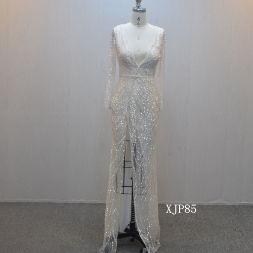 New design Mermaid bridal dress guangzhou factory made elegant Slit bridal dress