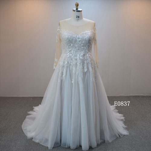 New design A-line bridal dress guangzhou factory made elegant Lace bridal dress