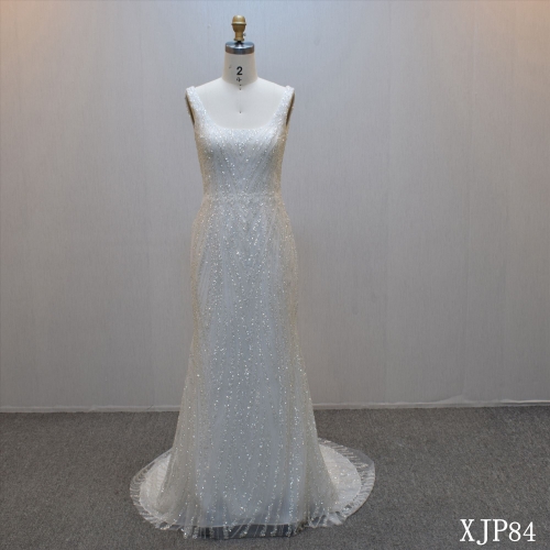 Lastest design Mermaid bridal dress guangzhou factory made elegant Lace sequins bridal dress