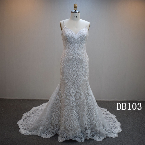 Lastest design Mermaid bridal dress guangzhou factory made elegant Lace bridal dress