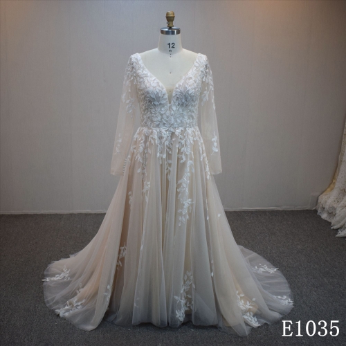 Lastest design A-line  bridal dress guangzhou factory made elegant bridal dress