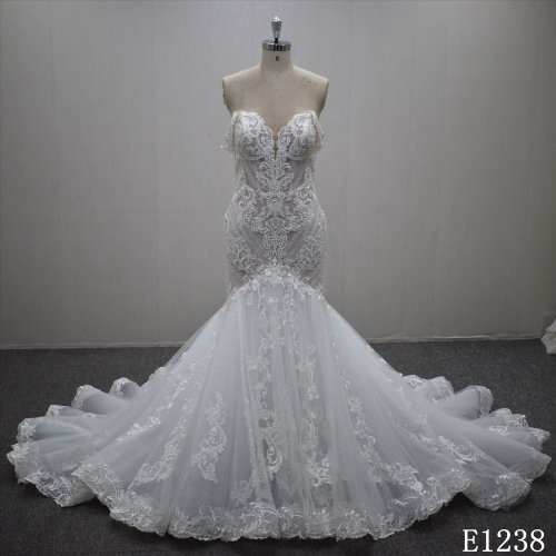 Lastest design Mermaid bridal dress guangzhou factory made Lace bridal dress