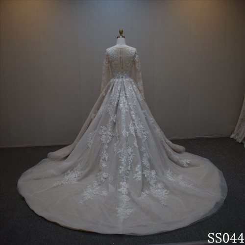 Special design A-line bridal dress guangzhou factory made Lace bridal dress