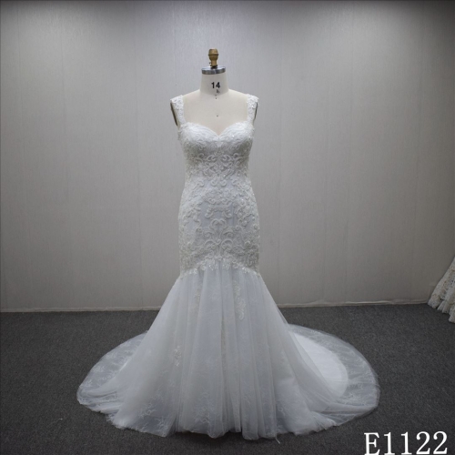 Glamorous Mermaid  sweetheart bridal dress Chinese factory sell  flower lace bridal dress
