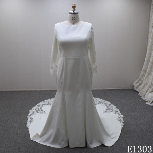 New design Vintage  Trumpet scoop appliqued good quality wedding dress