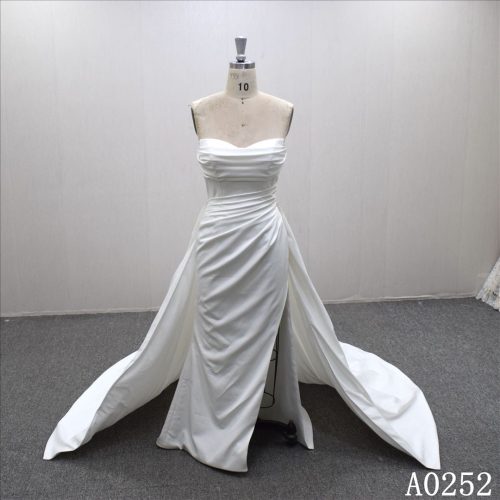 Hot seller two piece-set graceful Trumpet strapless side split  wedding dress