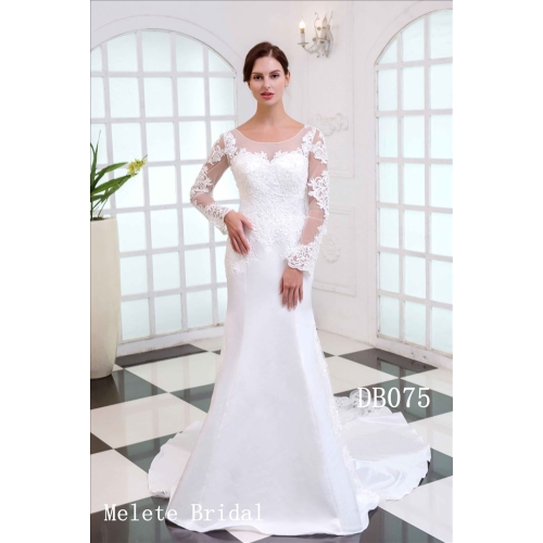 Long sleeves Mermaid Lace Applique Wedding Dress