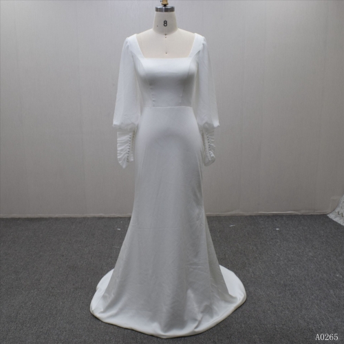 High Quality Elegant and simple Long Sleeves  Wedding Dress