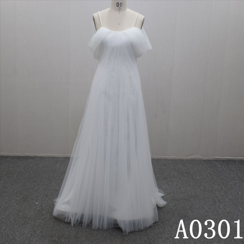 Charming Spaghetti straps Chiffon Backless Hand Made  Bridal Dress