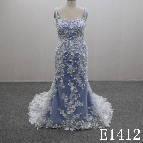 Special Design Summer Romantic Mermaid Lace Flower Hand Made  Bridal Dress