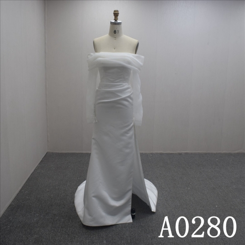 Popular Design Satin Empire A-line Hand Made wedding Dress