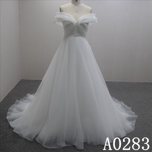 Popular Design Tulle Off Shoulder A-line Hand Made wedding Dress