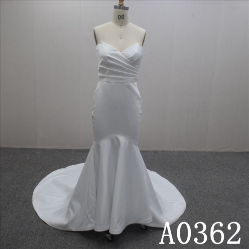 Hot Sell Simple Satin Mermaid Hand Made wedding Dress