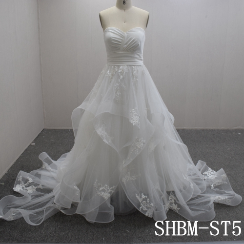 Hot Sell A-line Sweetheart Tulle Hand Made wedding Dress