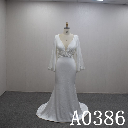 Special Design Sexy Backless With Long Sleeves Hand Made Bridal Dress