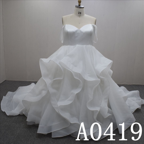 Popular Design Satin Off Shoulder Hand Made wedding Dress